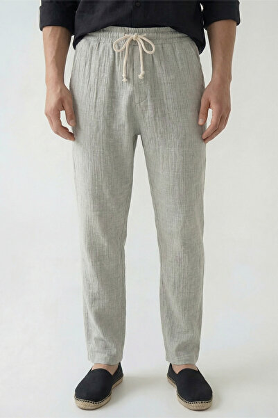 Veleno Men's Palazzo Trousers Gray Wide Leg High Waist with Back Pockets