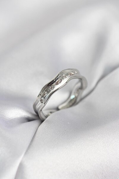 Inure Jewelry خاتم نسائي فضي اللون بتصميم قطرة الماء مرصع بحجر الزركون