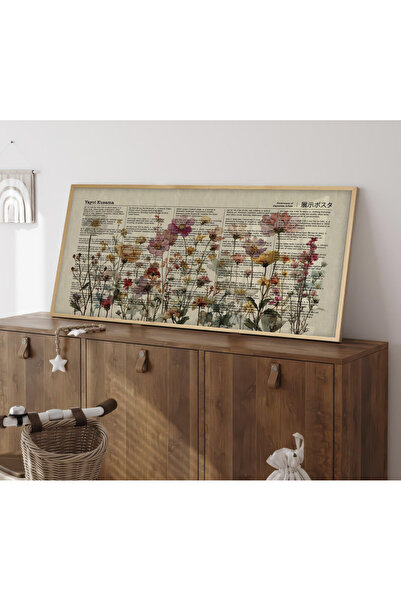 woodhomeworks Tek Parça Gerçek Ahşap Yatay Panorama Çerçeveli Tablo gazete ka...