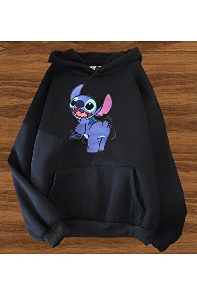 LELVANİ Smiling Stitch Printed Sweat Hoodie