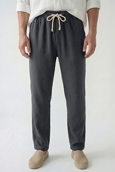 Veleno Men's Palazzo Trousers Black Wide Leg High Waist with Back Pockets