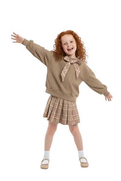 ERDEM KIDS Κοριτσίστικο Εορταστικό Σετ - Καρό Φούστα και Μπλούζα Διπλό Σετ