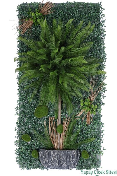 Yapay Çiçek Sitesi Yapay Bitkili Duvar Paneli 50x100 cm Model 8