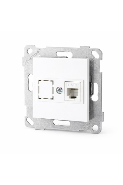 Mutlusan Telephone Socket Rj12 Cat3 White – Flush Mount Telephone Line Socket...