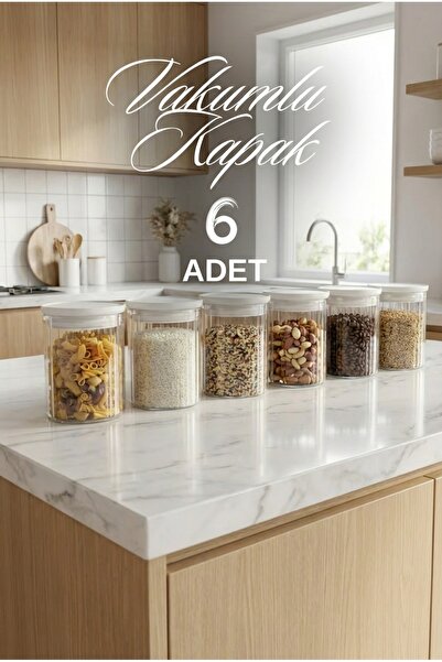 ZURİ DESİGN 6-Piece Food Storage Container Set with White Vacuum Lids and Lin...
