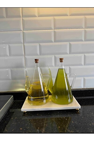 MİMOZA PARK 2-Pack 500ml Transparent Glass Oil Dispenser with Cork Lid Design...