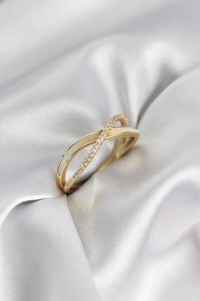 Inure Jewelry خاتم نسائي من حجر الزركون الملون باللون الذهبي اللؤلؤي