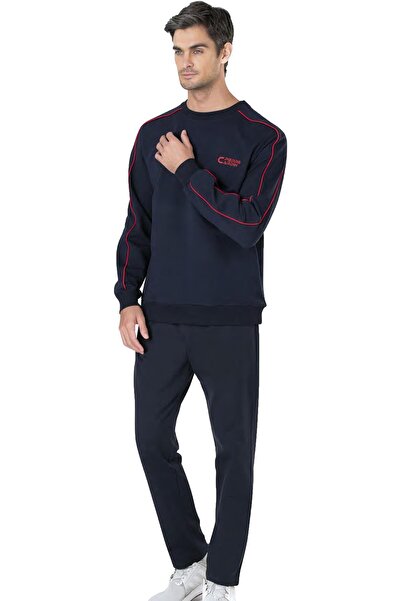 Pierre Cardin 100% Cotton Men's 2-Thread Sweat Suit, Crew Neck with Cuffed Sl...