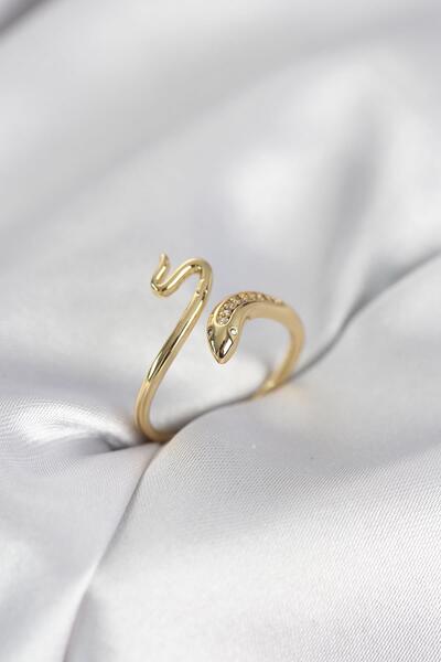 Inure Jewelry Gold Color Snake Model Zircon Stone Women's Ring