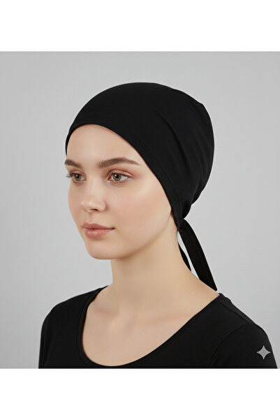 Stor Kadın Siyah 2 Adet Bone Paketi - Kaymayan Pamuklu Penye ve Şık Tüllü Bon...