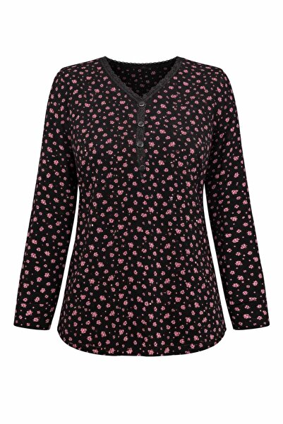 Nacar Moda Women's Lycra Middle Age and Above Four Seasons Black-Pink Mother ...