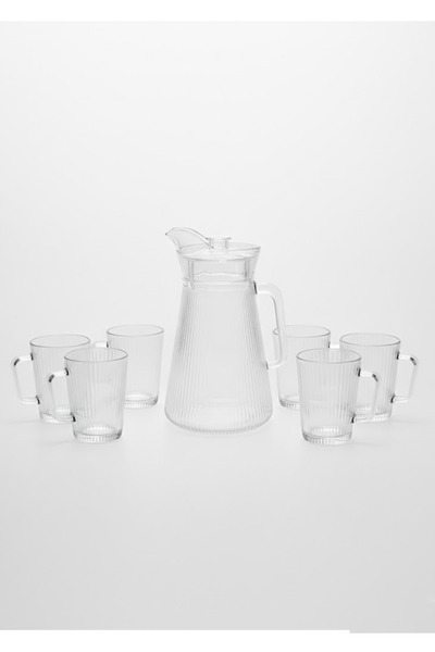 Bisbell Glass Water Jug with 4 Glasses 1.5L, Pitcher Set, BPA-Free Drinkware,BB3073
