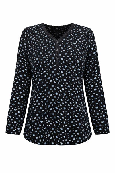 Nacar Moda Women's Lycra Middle Age and Above Four Seasons Black-Blue Mother ...