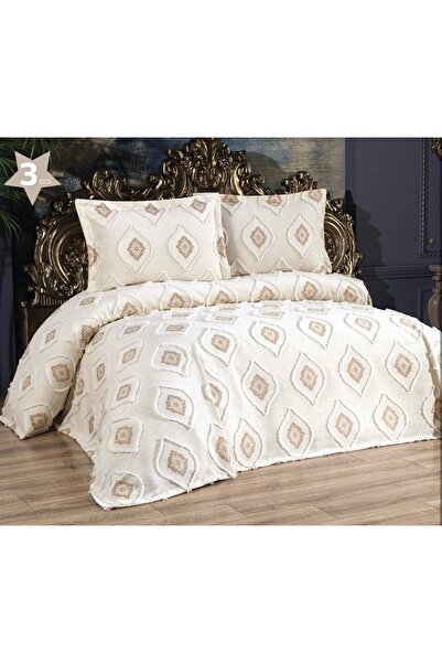 Lady London Ponpon Exclusive Elsa Model - Çift Kişilik Yatak Örtüsü - 3 Parça...