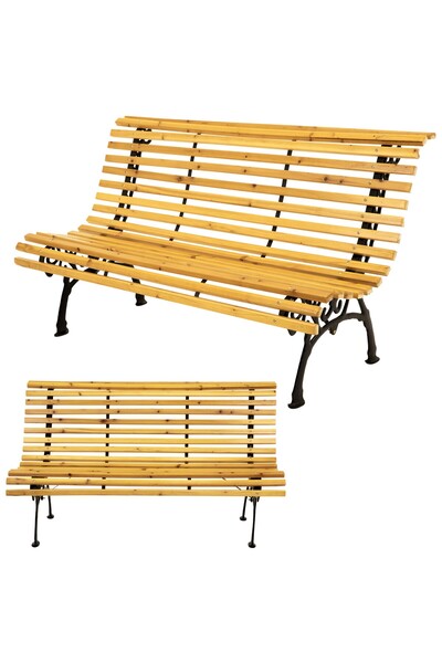 Other Wooden GARDEN bench with backrest, PARK wood on a STEEL frame, LARGE