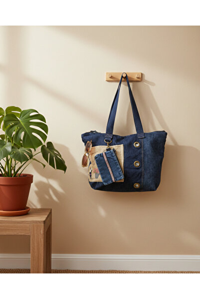 Old Cotton Denim Kumaş Bohem Omuz Çantası D
