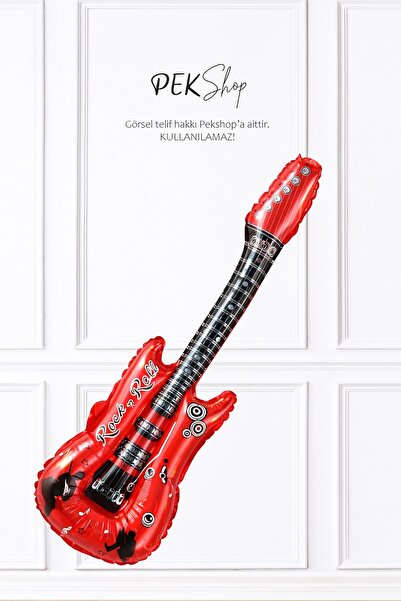 PEKSHOP Kırmızı Gitar Folyo Balon Gitar Şekilli Balon