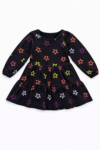 Dolce Destino فستان للفتيات - فستان أطفال بأكمام طويلة مزين بنجوم ملونة من ال...