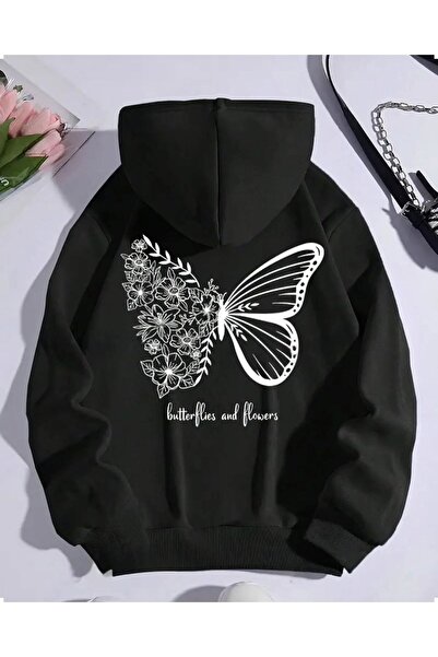 LELVANİ Flower Printed Hooded Sweatshirt