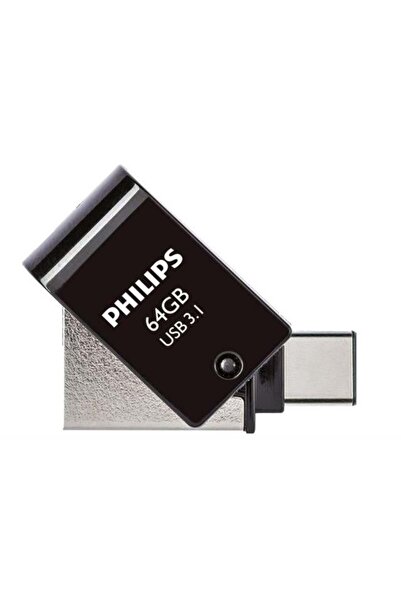 Philips FM64DC152B/00 64Gb 2 IN 1 TYPE-C/USB 3.1 Siyah Gri USB Flash Bellek