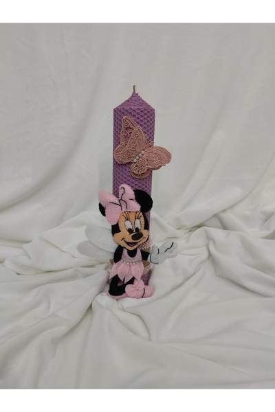 Handmade LUMANARE BOTEZ TIP FAGURE TEMATICA MINNIE FLUTURI