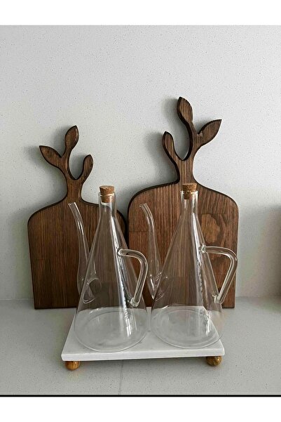 MİMOZA PARK 500ml Transparent Glass Oil Pot with Cork Lid Design Borosilicate...