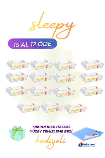 Sleepy Sensitive Islak Havlu 15 Al 12 Öde ve İntermop Hassas Yüzey Temizleme ...