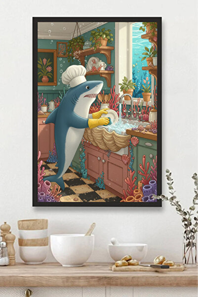 Harika bir ev KUHINJSKI STOL MDF STOL ZA PRANJE POSUĐA SA ŠAROM AJKULE ZA KUH...