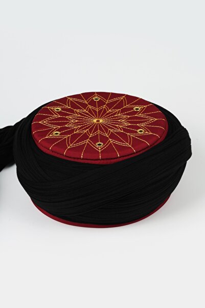 SARIKHANE YÜKSEK TEKNOLOJİ MAKİNE SARIMI Talebe Sarığı - Siyah Kumaş - Bordo ...