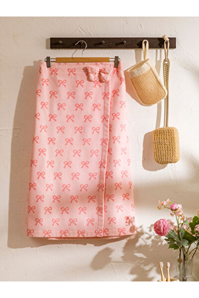 LC Waikiki Pink Bow Patterned Women's Strapless Bathrobe