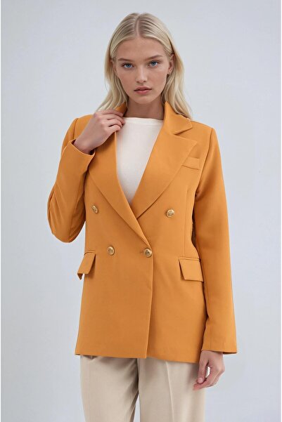 Lijuri Gold Buttoned Slim Jacket 6197