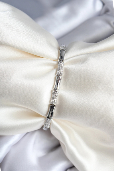 Nacario Mey imports ®   Brass bone model zircon stone silver color women's br...