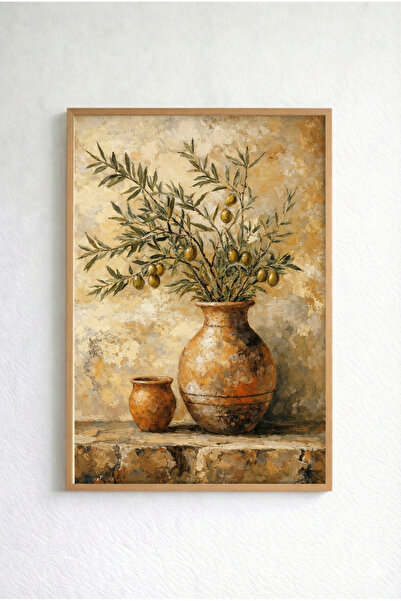 artera casa Olivia Atelier – Rustic Zeytin Dalı Natürmort Duvar Tablosu (Doğa...