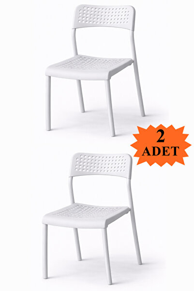 Flinder 2'li Mari Beyaz Mutfak Sandalyesi ve Balkon Sandalyesi Plastik Oturma...