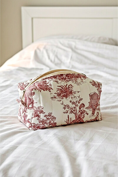 Mufincollection حقيبة مكياج مبطنة بنمط تويل فرنسي - بسحاب، للاستخدام اليومي و...