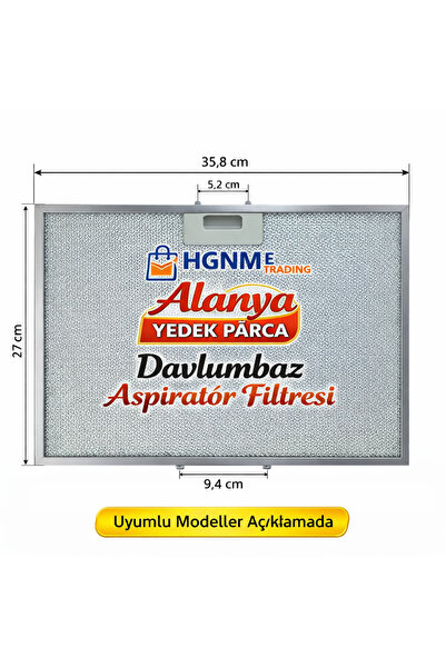 HGNM E Trading 27x36 Elica Shire Davlumbaz Metal Yağ Filtresi 35,8 x 27 cm – ...