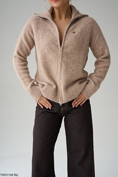 Violet Butik Didim Yüksek Kalite İplik Fermuarlı Hırka