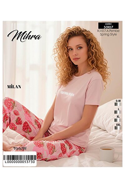 Mihra Yeni Sezon Milan Kumaş Kısa Kollu Pijama Takımı