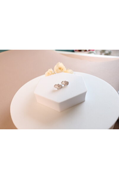 atellier47 Rhodium-plated 925 silver earrings decorated with zircon with Hamsa