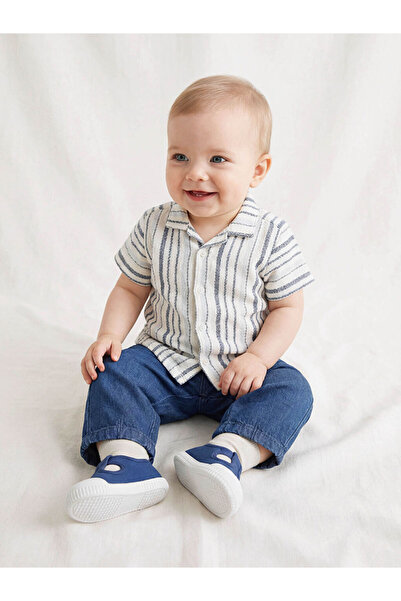 LC Waikiki Lcw Baby Ecru Short Sleeve Shirt and Pants Baby Boy Set