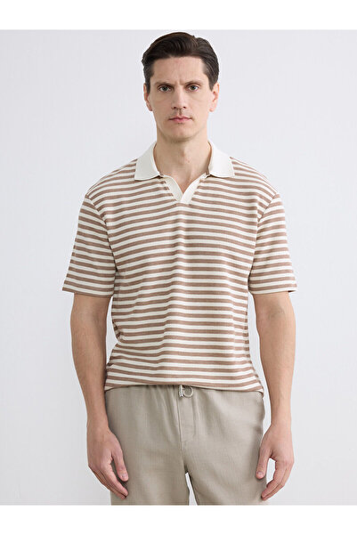 LC Waikiki Peak New Season Polo Neck Striped Men's T-Shirt