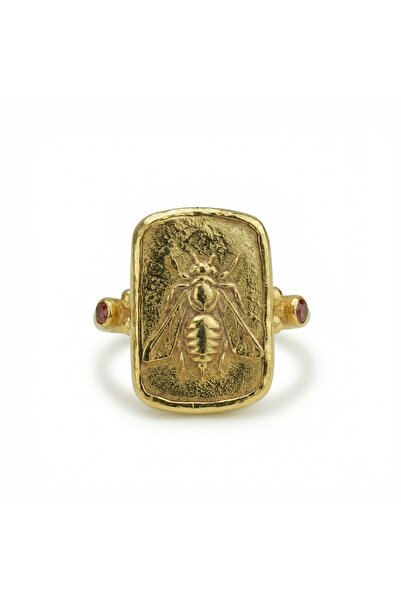 makeitbylove Sultan El Yapımı Kırmızı Topaz Arı Paralı Yüzük, Canlılık ve Tut...