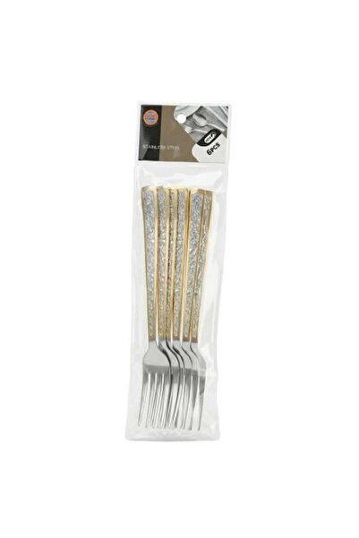 Generic Gold Line Stainless Steel Fork Set – 6 Pieces