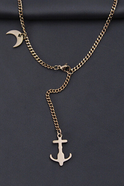 Nacario Mey Import ®   Steel Color Anchor Design Women's Necklace