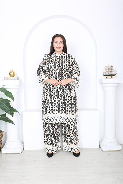 XL Modam Women's Patterned Plus Size Tunic Pants Set