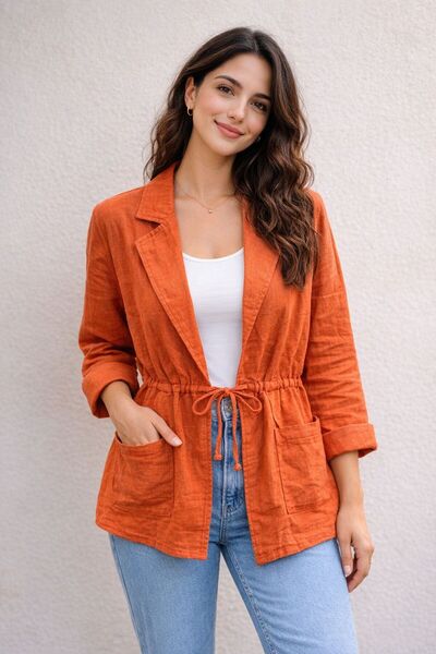 AGORATEKSTİL Women's New Season %Cotton Fabric Drawstring Double Pocket Jacket