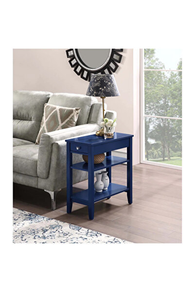 Poyraz Furniture Accessory Çekmeceli ve Raflı Yan Sehpa, Salon, Antre, Hol, A...