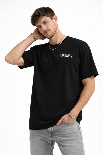 Rabona Fashion Oversize Frame Printed T-Shirt (24/1 Single Jersey Combed Cotton)