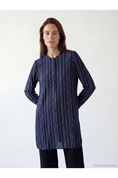 LC Waikiki Özmarka New Season Ruling Collar Patterned Women's Tunic