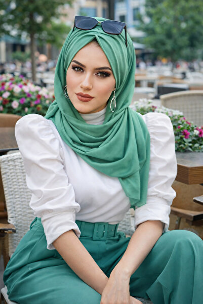 Aişe tesettür شال جاهز برباط أخضر
